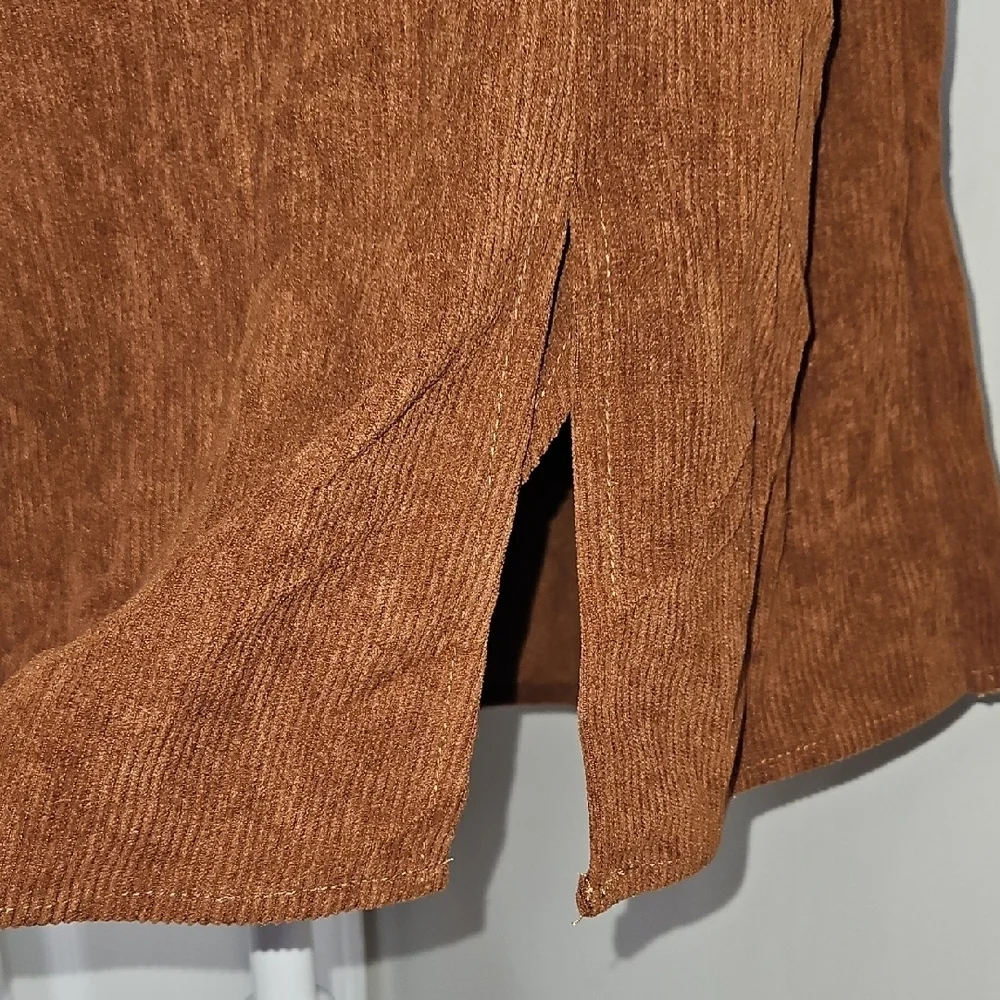 NWT Cider Brown Corduroy High Waist Split Skort Plus XL